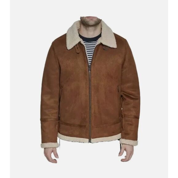 Calvin Klein Men's Classic Faux Shearling B-3 Bomber Jacket, 2XL-EUC - Picture 9 of 10